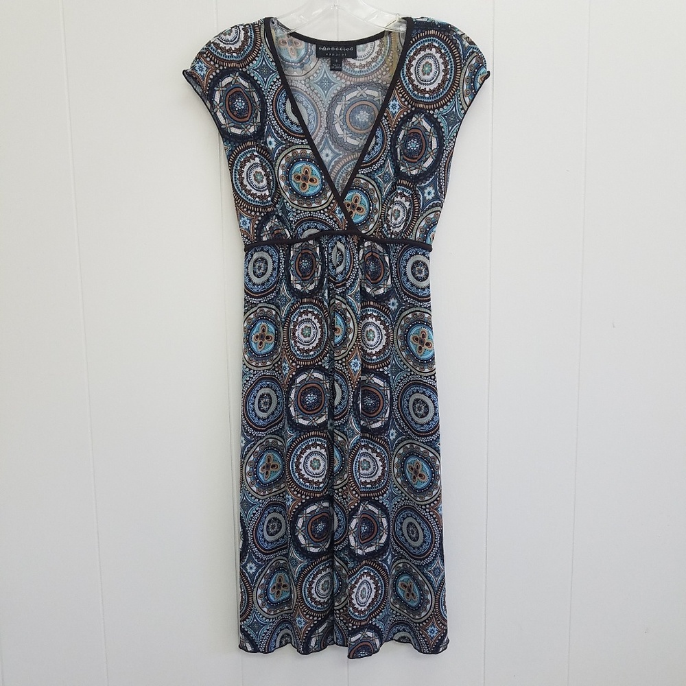 Connected Apparel Surplice Neck Tie-Back Dress